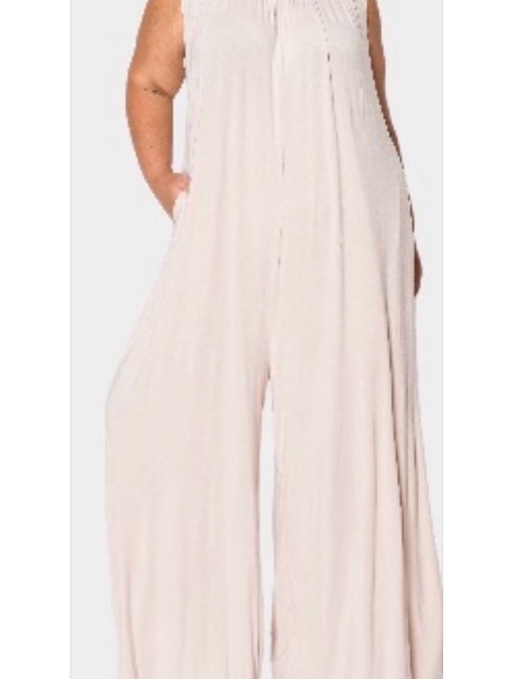 Women's Wide-Leg Cream Jumpsuit